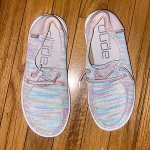 Adorable little girl Hey Dude shoes